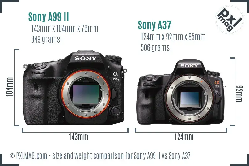 Sony A99 II vs Sony A37 size comparison
