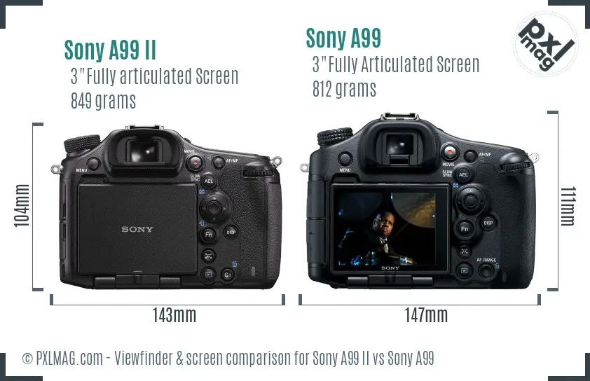 Sony A99 II vs Sony A99 Screen and Viewfinder comparison