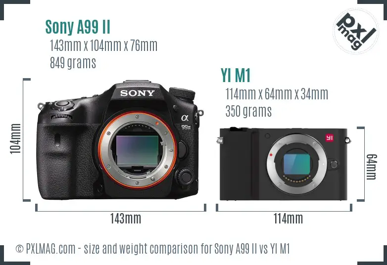 Sony A99 II vs YI M1 size comparison