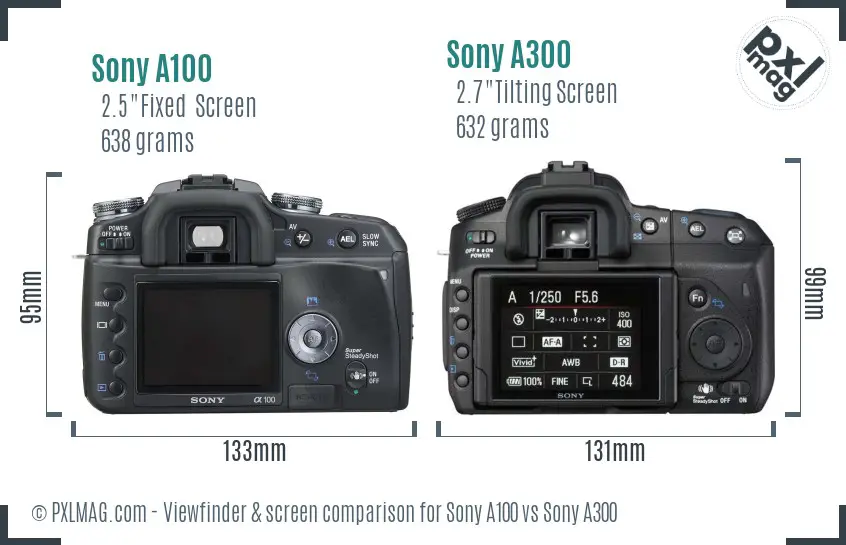 Sony A100 vs Sony A300 Screen and Viewfinder comparison