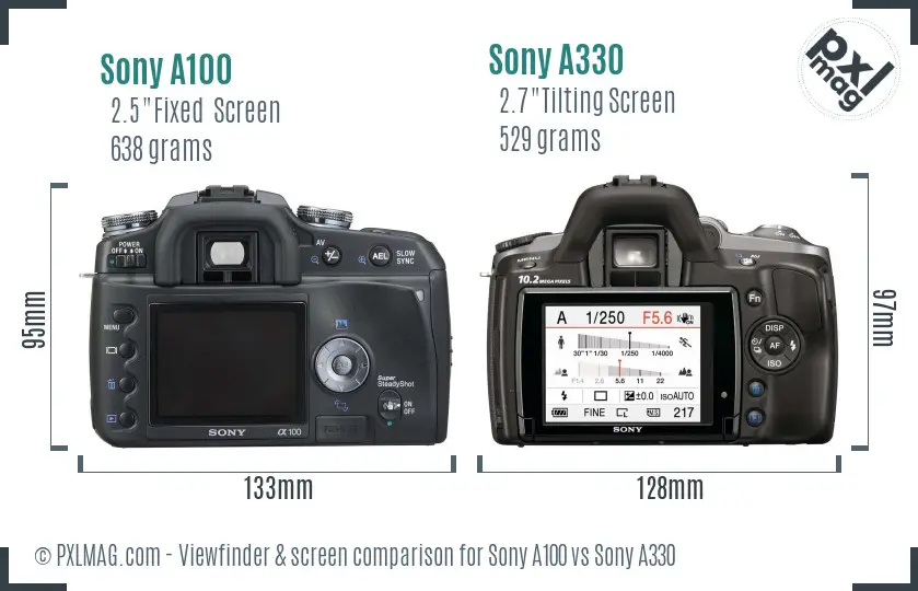Sony A100 vs Sony A330 Screen and Viewfinder comparison
