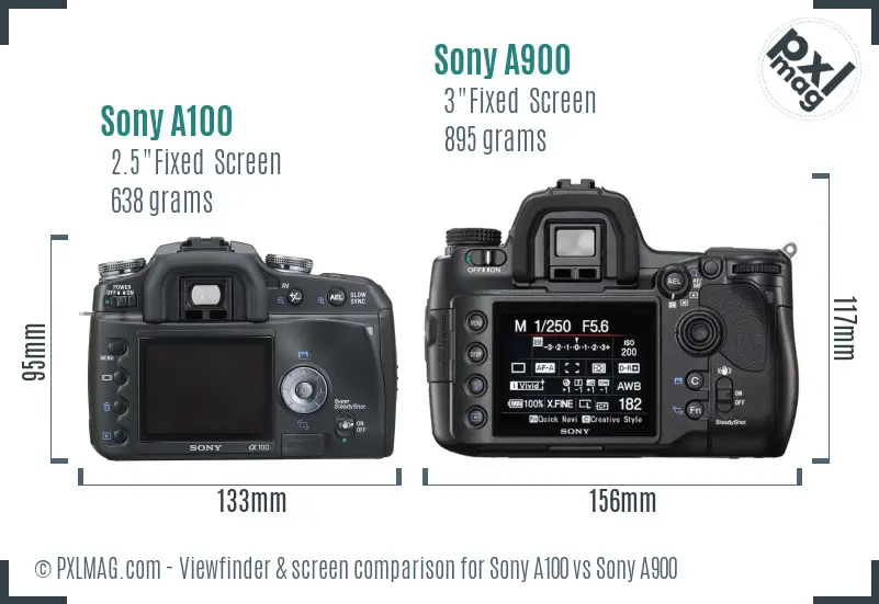Sony A100 vs Sony A900 Screen and Viewfinder comparison