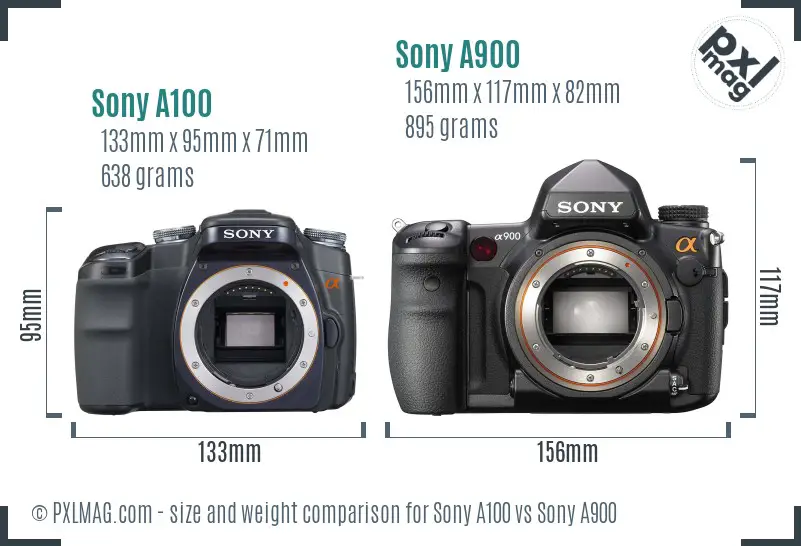Sony A100 vs Sony A900 size comparison