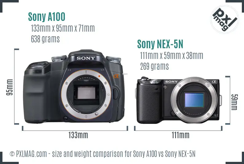 Sony A100 vs Sony NEX-5N size comparison