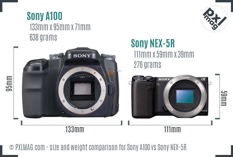 Sony A100 vs Sony NEX-5R size comparison