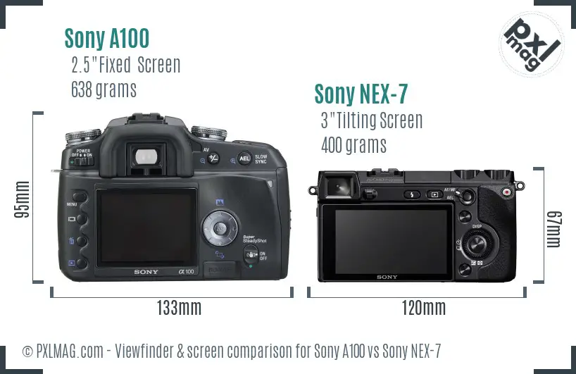 Sony A100 vs Sony NEX-7 Screen and Viewfinder comparison