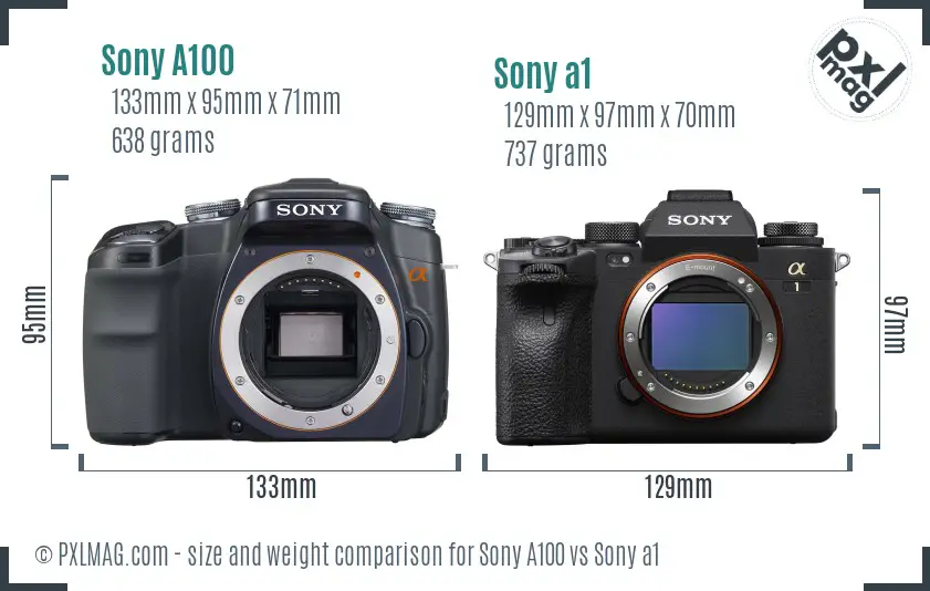 Sony A100 vs Sony a1 size comparison Sony A100 vs Sony a1 size comparison