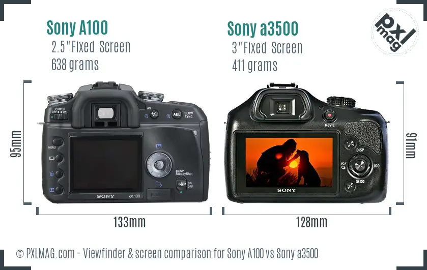 Sony A100 vs Sony a3500 Screen and Viewfinder comparison