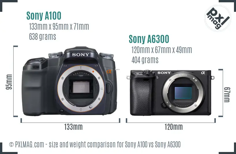 Sony A100 vs Sony A6300 size comparison