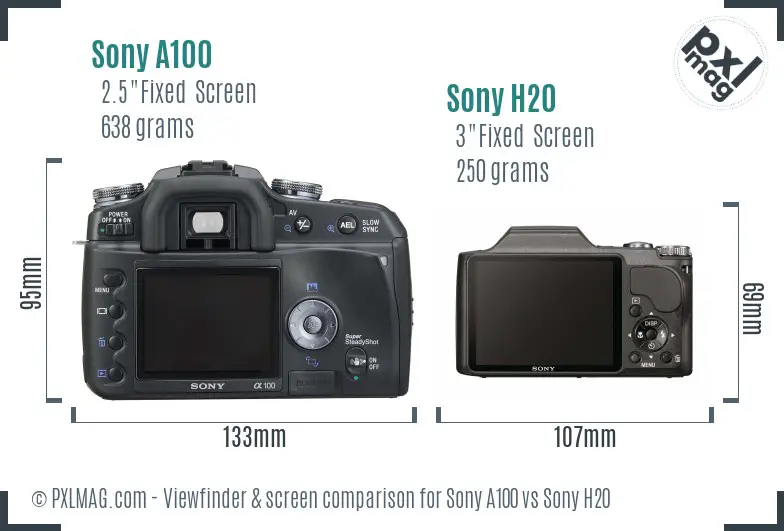 Sony A100 vs Sony H20 Screen and Viewfinder comparison