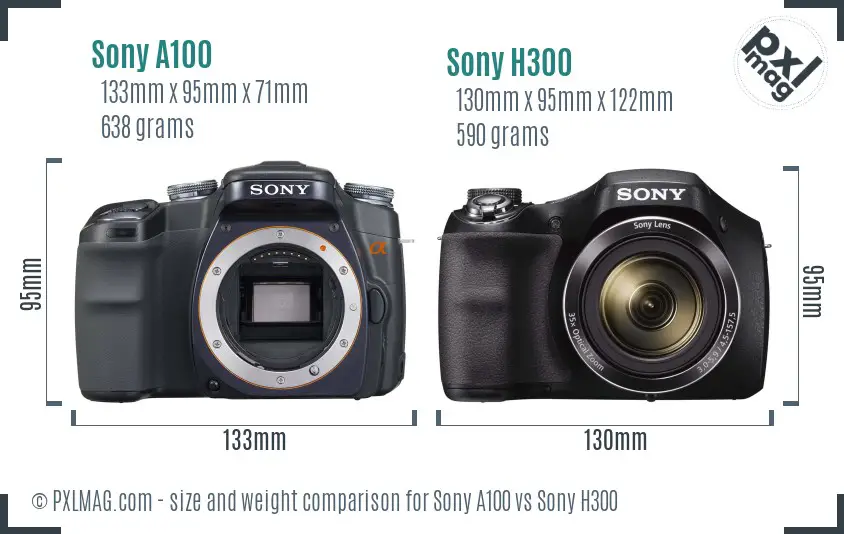 Sony A100 vs Sony H300 size comparison