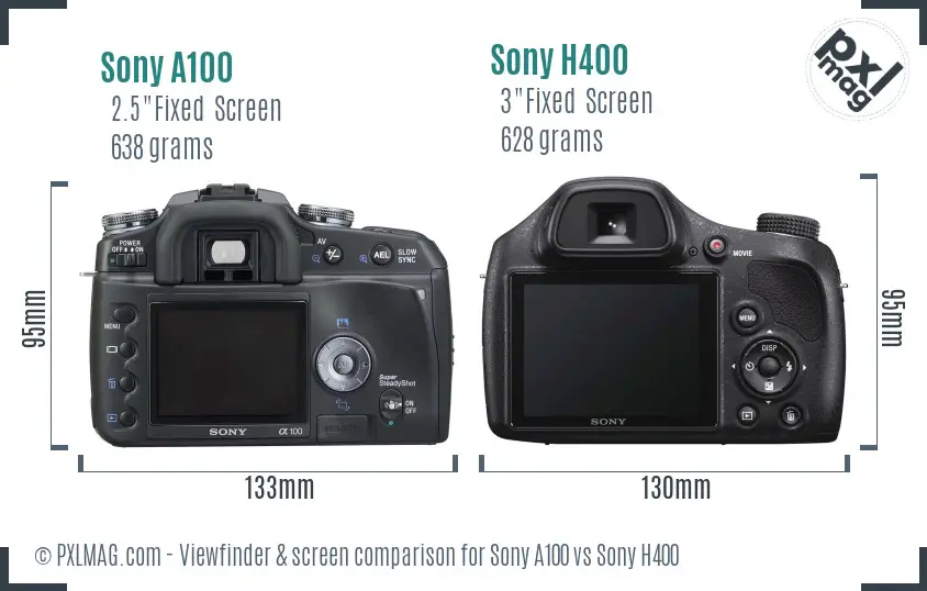 Sony A100 vs Sony H400 Screen and Viewfinder comparison