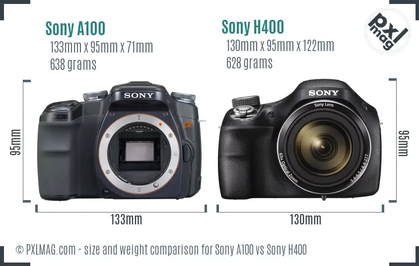 Sony A100 vs Sony H400 size comparison