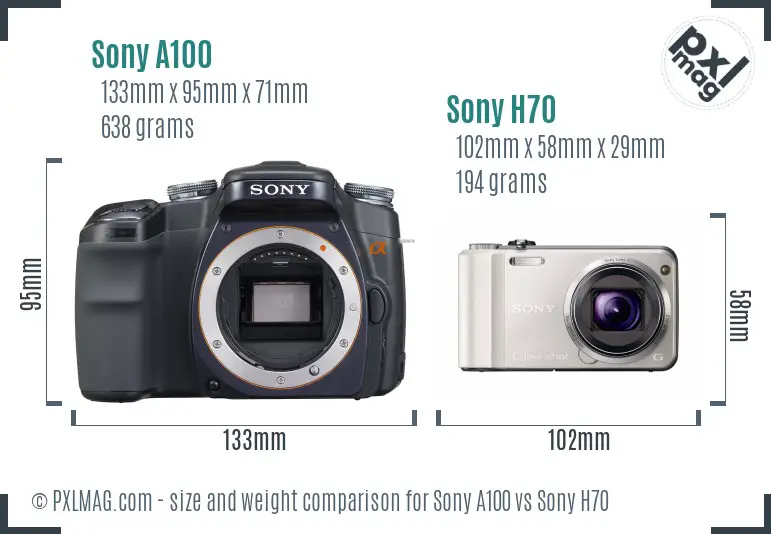 Sony A100 vs Sony H70 size comparison