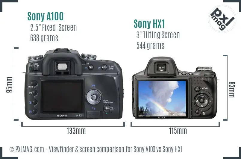 Sony A100 vs Sony HX1 Screen and Viewfinder comparison