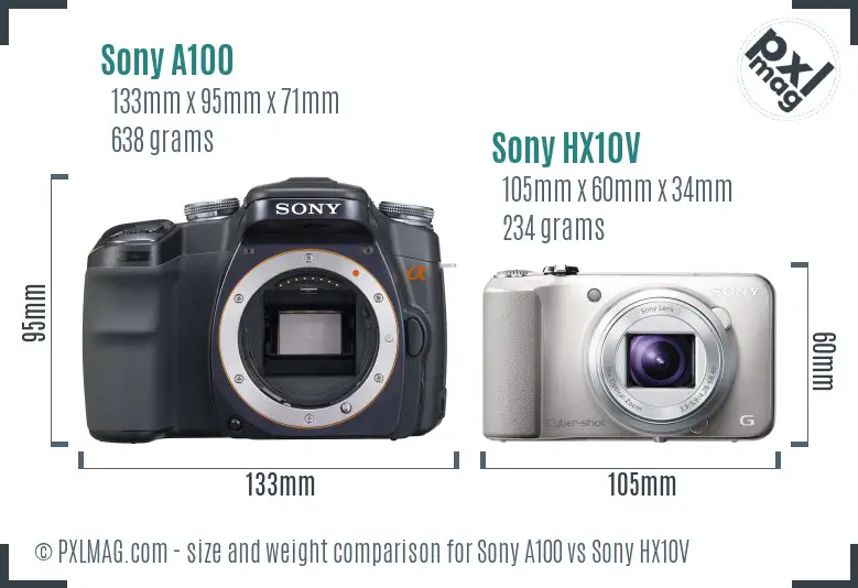 Sony A100 vs Sony HX10V size comparison