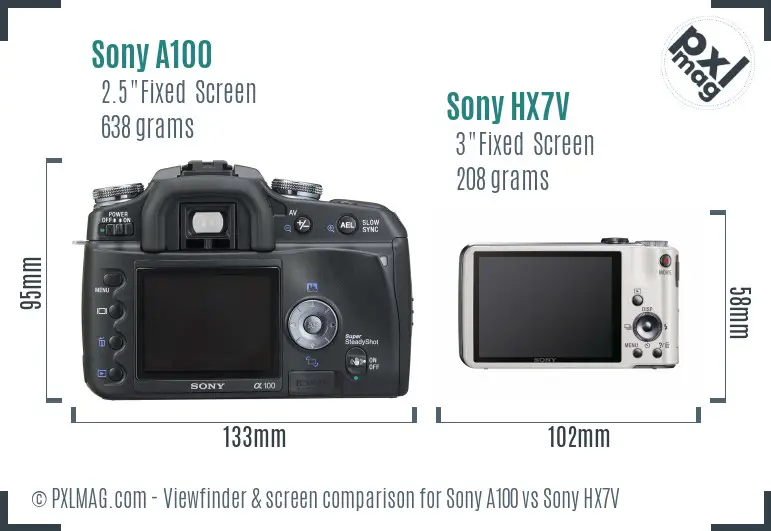 Sony A100 vs Sony HX7V Screen and Viewfinder comparison