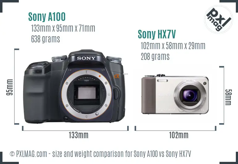 Sony A100 vs Sony HX7V size comparison