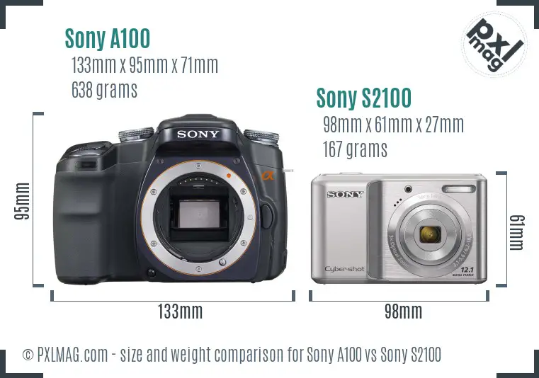 Sony A100 vs Sony S2100 size comparison