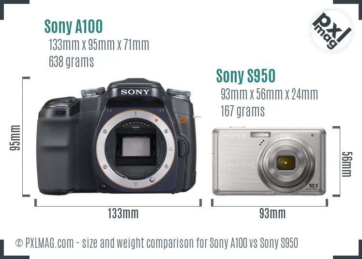 Sony A100 vs Sony S950 size comparison