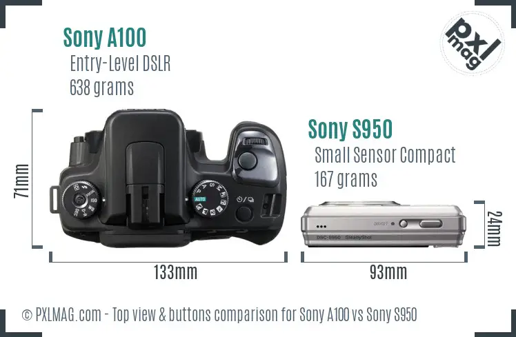 Sony A100 vs Sony S950 top view buttons comparison