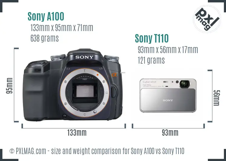 Sony A100 vs Sony T110 size comparison