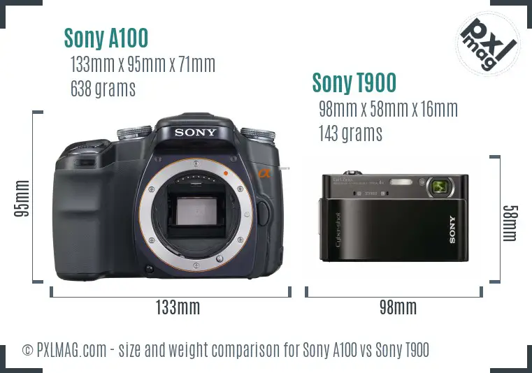 Sony A100 vs Sony T900 size comparison