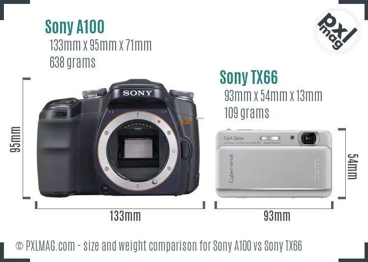 Sony A100 vs Sony TX66 size comparison