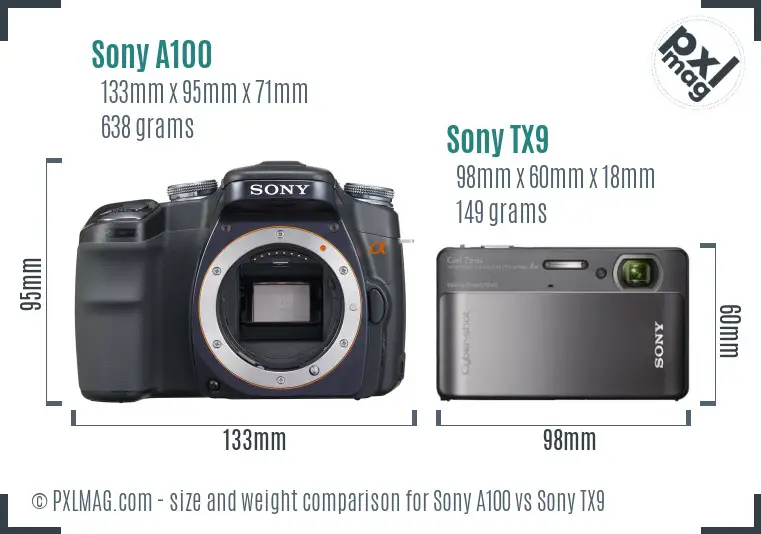 Sony A100 vs Sony TX9 size comparison