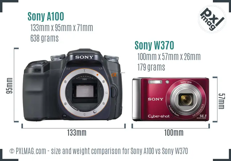 Sony A100 vs Sony W370 size comparison