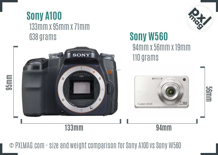 Sony A100 vs Sony W560 size comparison