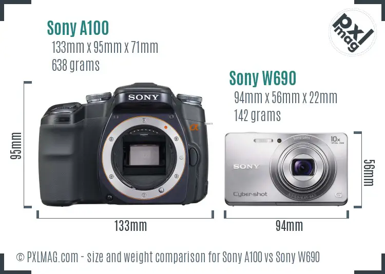 Sony A100 vs Sony W690 size comparison