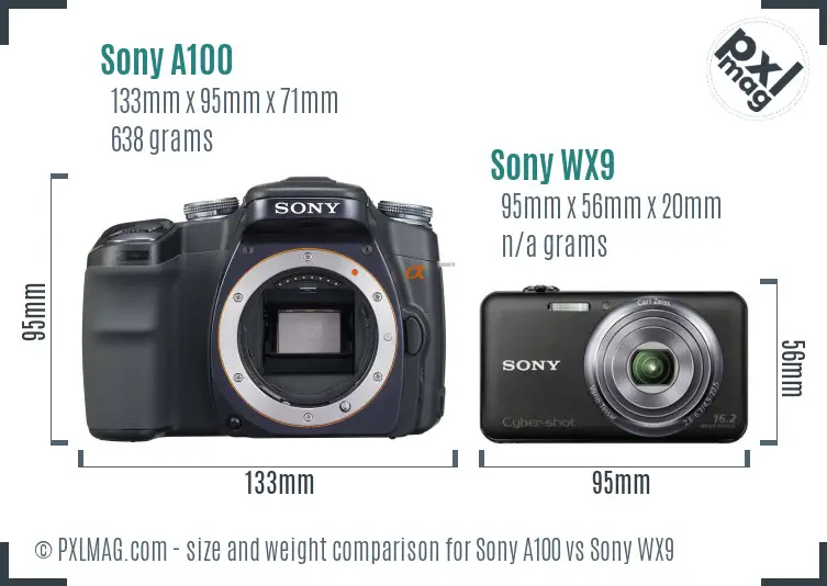 Sony A100 vs Sony WX9 size comparison