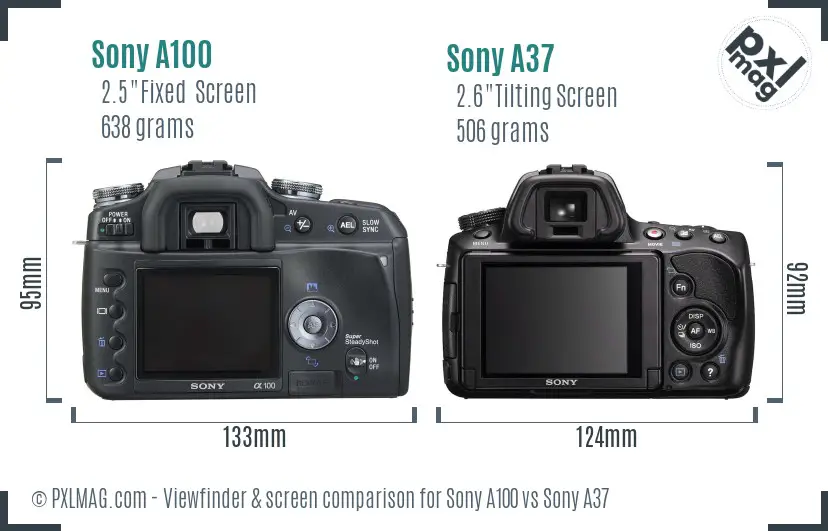 Sony A100 vs Sony A37 Screen and Viewfinder comparison