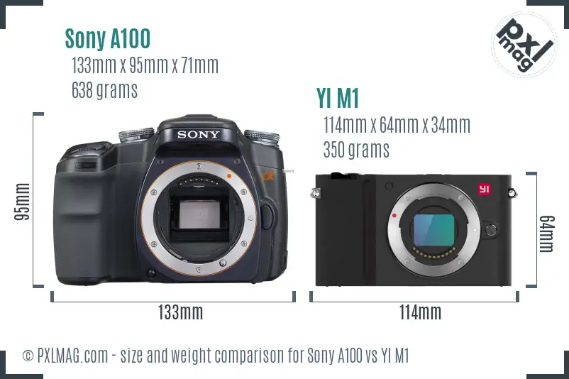 Sony A100 vs YI M1 size comparison