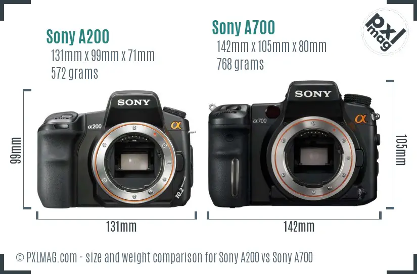 Sony A200 vs Sony A700 size comparison