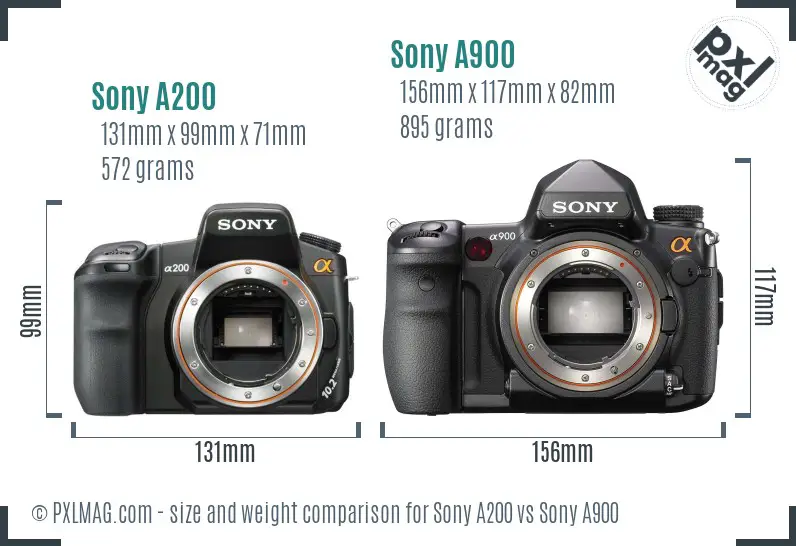 Sony A200 vs Sony A900 size comparison