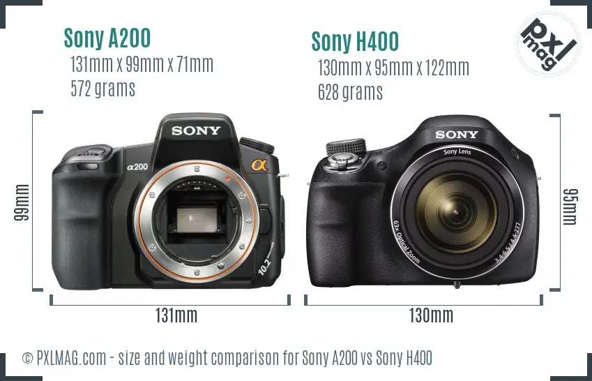 Sony A200 vs Sony H400 size comparison