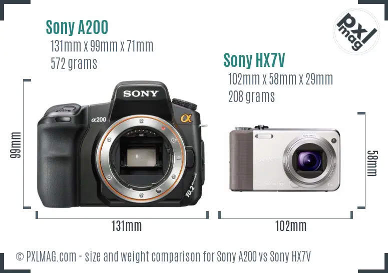 Sony A200 vs Sony HX7V size comparison
