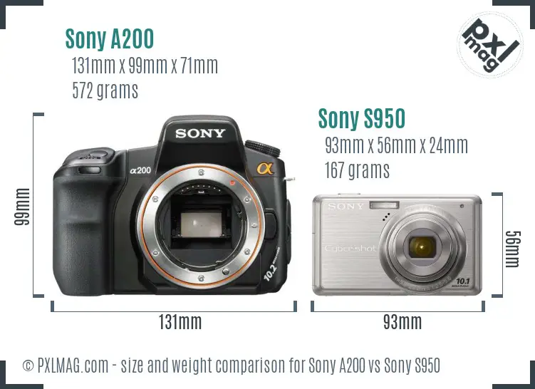 Sony A200 vs Sony S950 size comparison