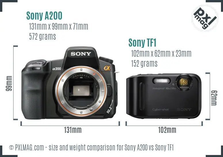 Sony A200 vs Sony TF1 size comparison