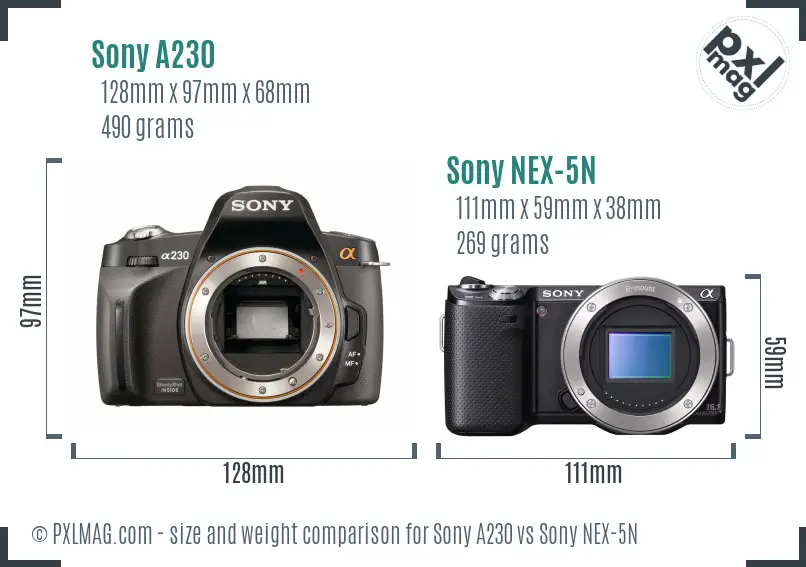 Sony A230 vs Sony NEX-5N size comparison