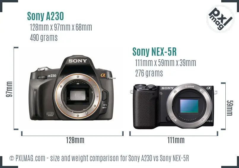 Sony A230 vs Sony NEX-5R size comparison
