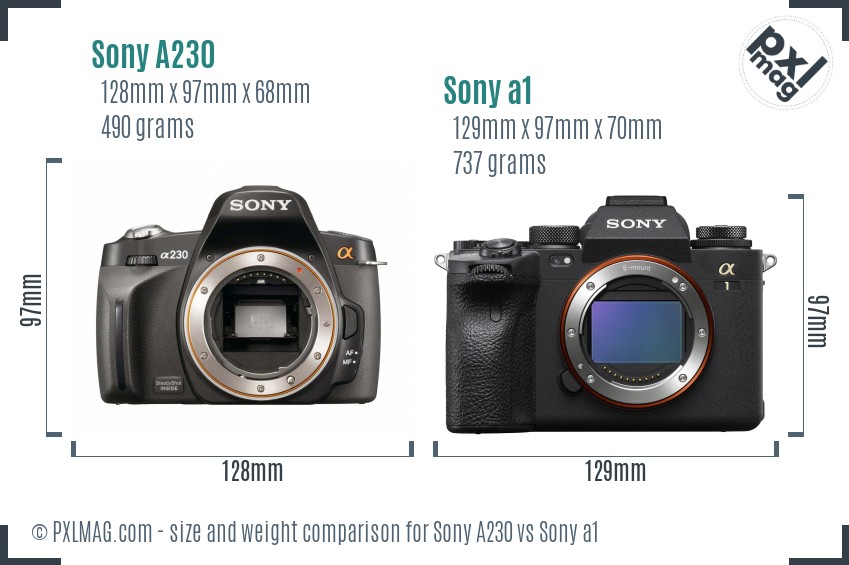 Sony A230 vs Sony a1 size comparison Sony A230 vs Sony a1 size comparison