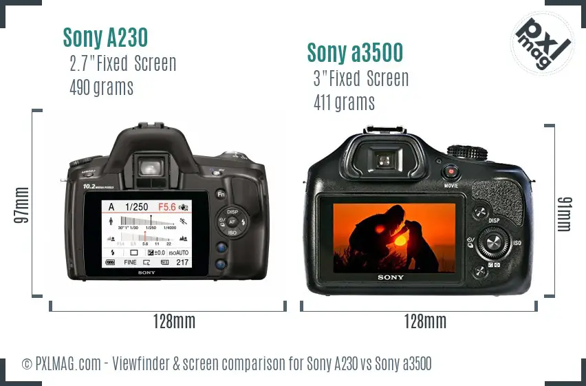 Sony A230 vs Sony a3500 Screen and Viewfinder comparison Sony A230 vs Sony a3500 Screen and Viewfinder comparison