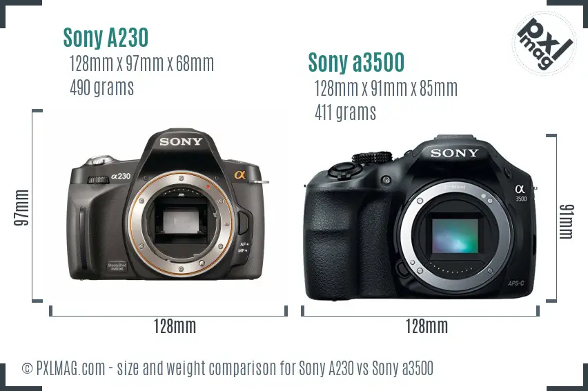 Sony A230 vs Sony a3500 size comparison Sony A230 vs Sony a3500 size comparison