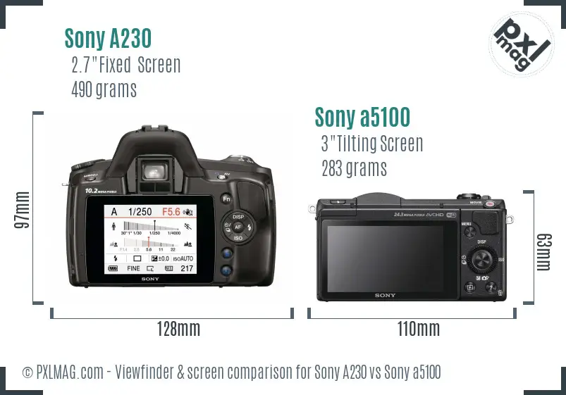 Sony A230 vs Sony a5100 Screen and Viewfinder comparison Sony A230 vs Sony a5100 Screen and Viewfinder comparison