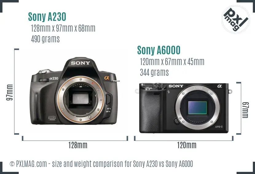 Sony A230 vs Sony A6000 size comparison Sony A230 vs Sony A6000 size comparison