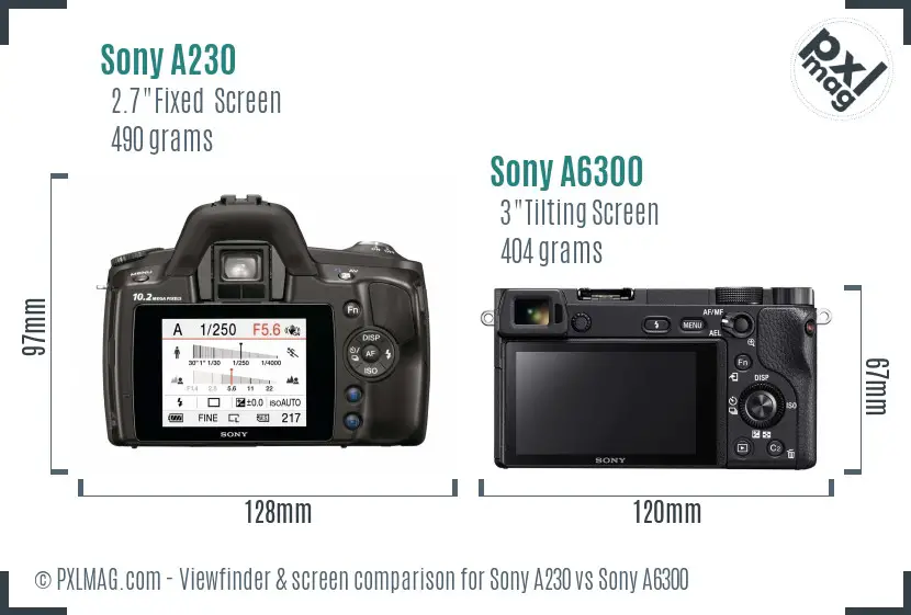 Sony A230 vs Sony A6300 Screen and Viewfinder comparison