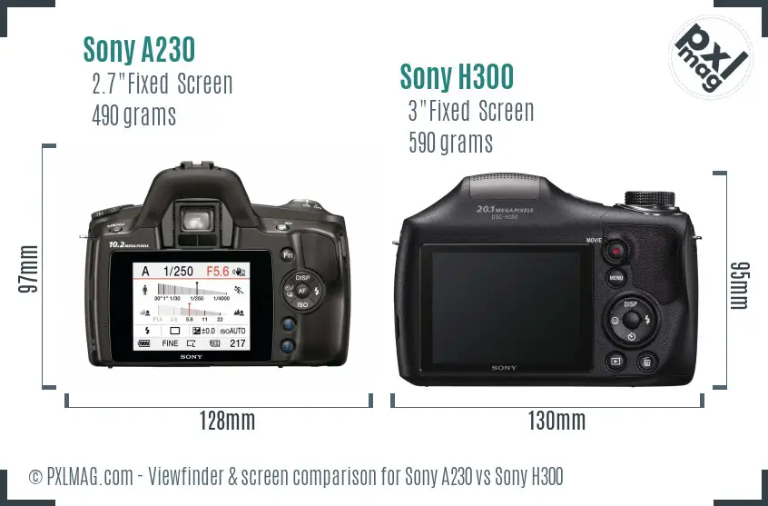 Sony A230 vs Sony H300 Screen and Viewfinder comparison